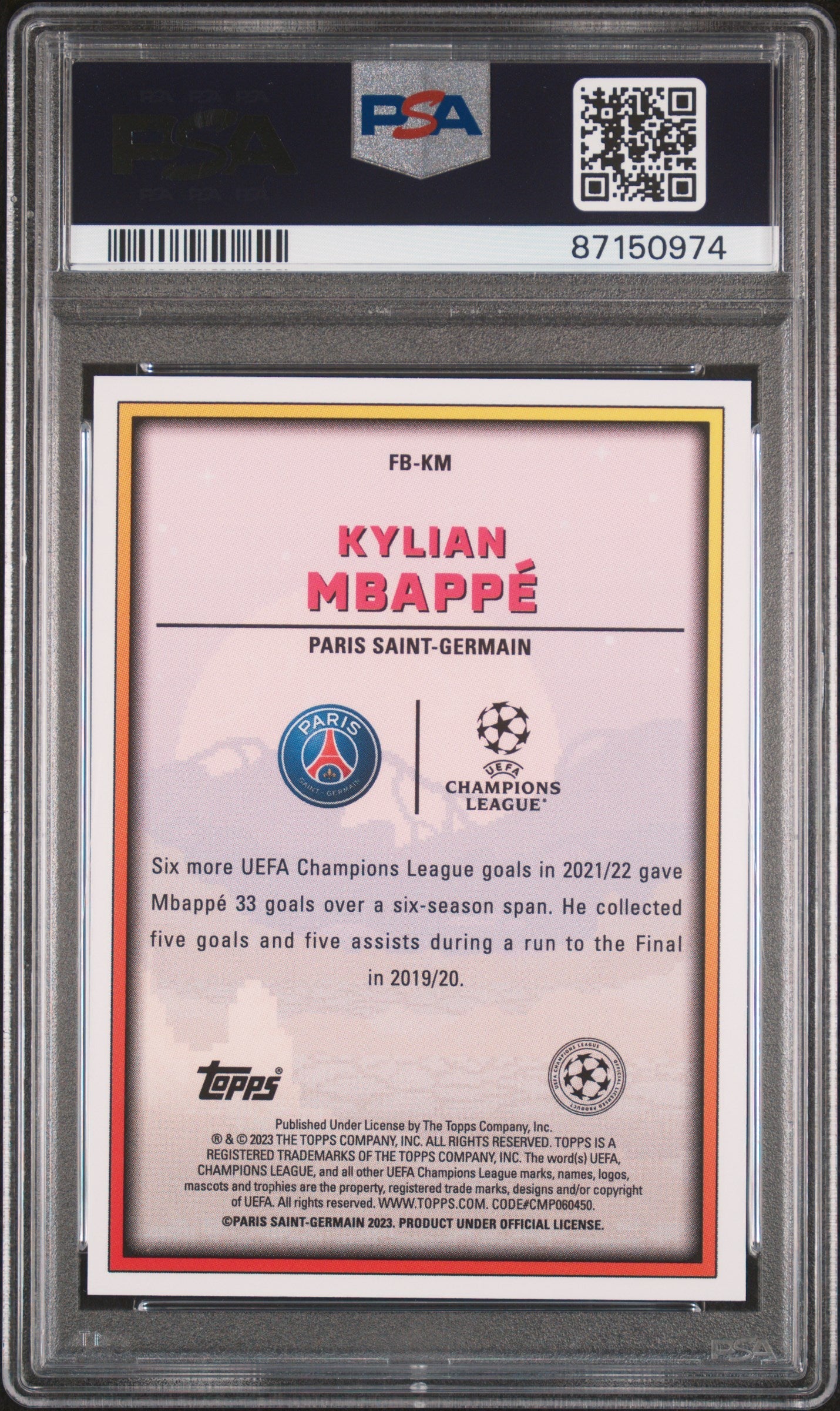 Graded 2022 Topps Superstarts Kylian Mbappe #KM Final Boss Soccer Card PSA 10 Gem Mint