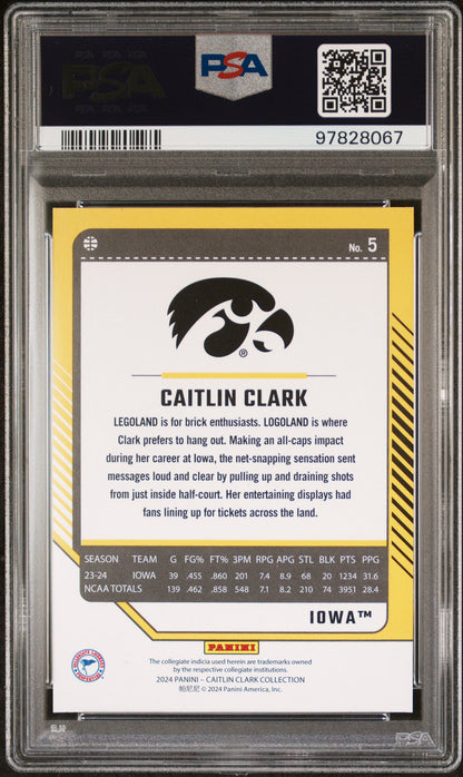 Graded 2024 Panini Caitlin Clark Collection Caitlin Clark #5 Donruss Panini Rookie RC Basketball Card PSA 10 Gem Mint