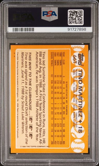 Graded 1988 Topps Traded Team USA Tino Martinez #66T Rookie RC Baseball Card PSA 10 Gem Mint