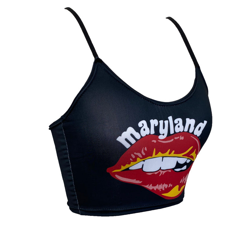 Maryland Terps Lips Black Spaghetti Tank