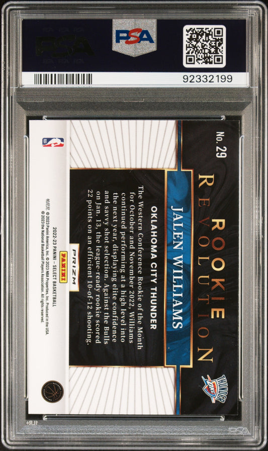 Graded 2022 Panini Select Jalen Williams #29 Rookie Revolution Silver Rookie RC Basketball Card PSA 10 Gem Mint