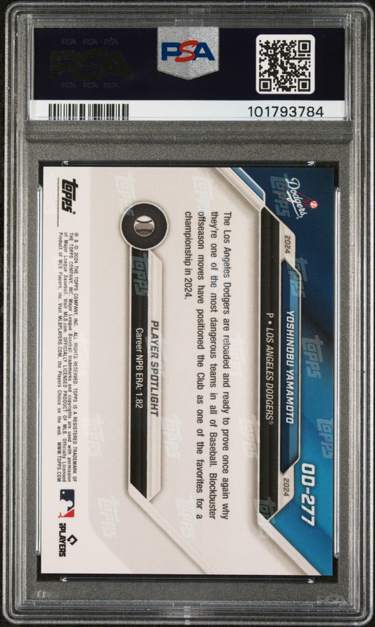 Graded 2024 Topps Now Yoshinobu Yamamoto #OD277 Road to Opening Day Rookie RC Baseball Card PSA 10 Gem Mint