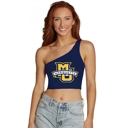 Marquette Navy One Shoulder Top
