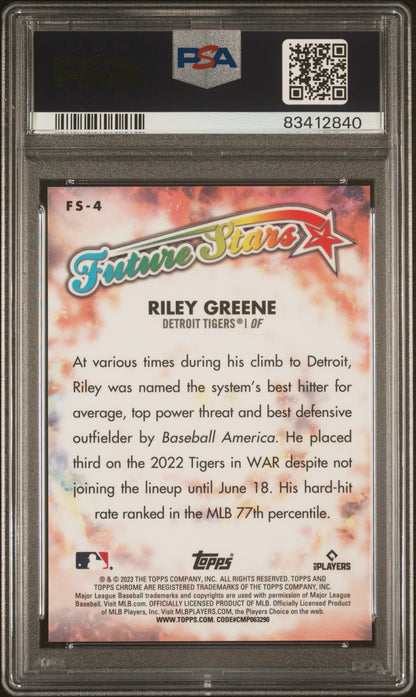 Graded 2023 Topps Chrome Logofractor Edition Riley Greene #FS4 Future Stars Rookie RC Baseball Card PSA 10 Gem Mint