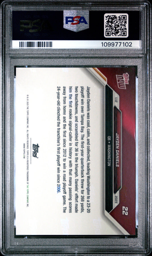 Graded 2024 Topps Now Jayden Daniels #22 Rookie RC Football Card PSA 10 Gem Mint
