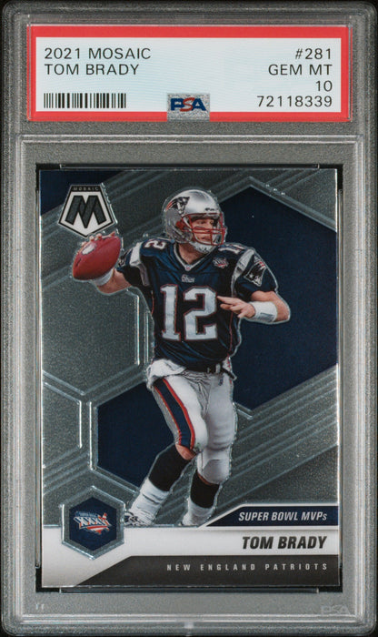 Graded 2021 Panini Mosaic Tom Brady #281 Football Card PSA 10 Gem Mint