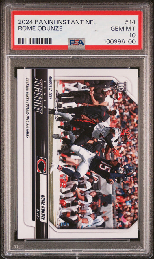 Graded 2024 Panini Instant NFL Rome Odunze #14 Rookie RC Football Card PSA 10 Gem Mint