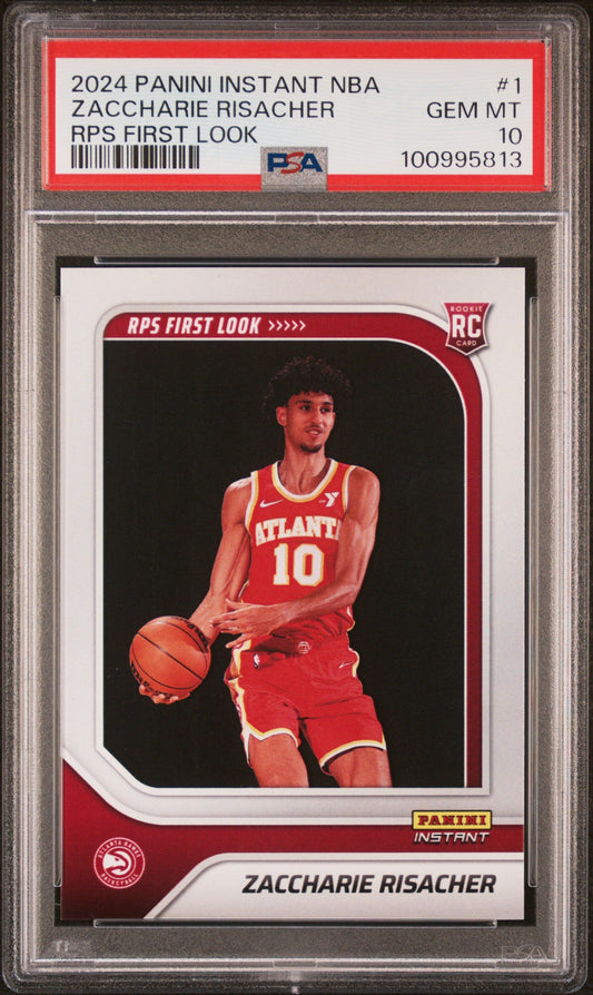 Graded 2024 Panini Instant NBA Zaccharie Risacher #1 RPS First Look Rookie RC Basketball Card PSA 10 Gem Mint