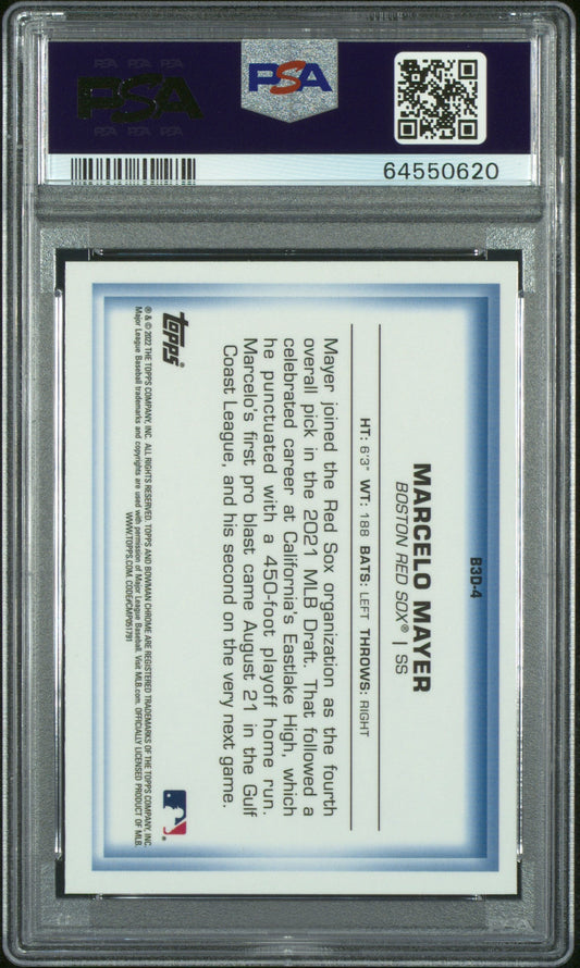 Graded 2022 Topps Bowman Marcelo Mayer #B3D4 Chrome Bowman in 3-D! Rookie RC Baseball Card PSA 10 Gem Mint