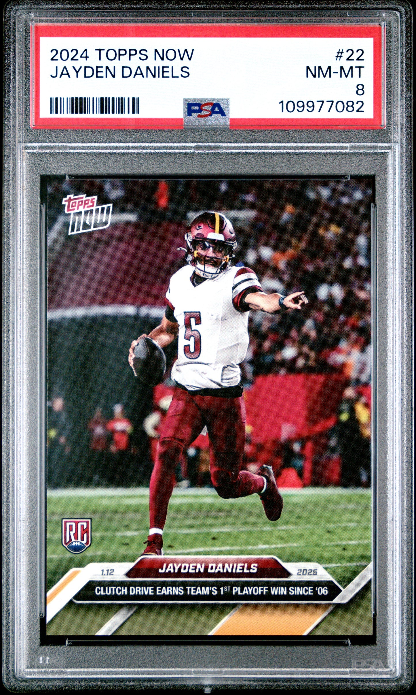 Graded 2024 Topps Now Jayden Daniels #22 Rookie RC Football Card PSA 8 Near Mint