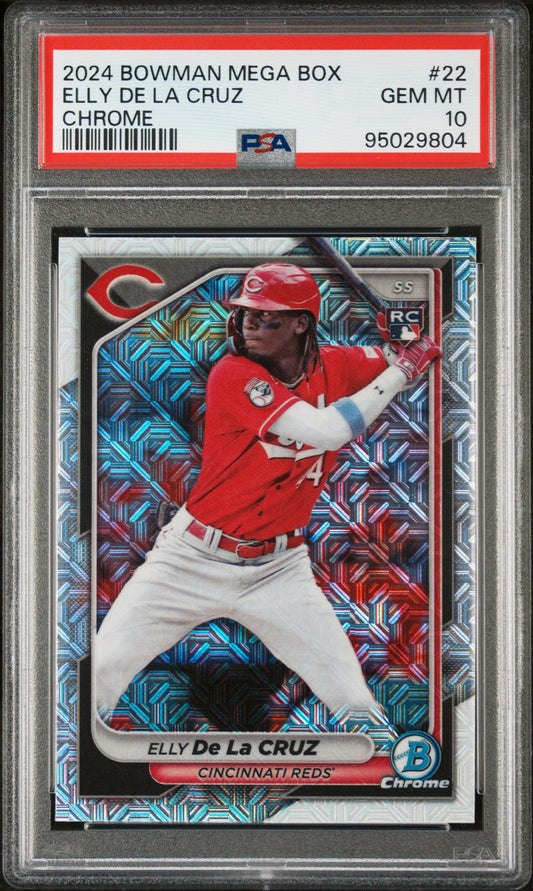 Graded 2024 Topps Bowman Mega Box Elly De La Cruz #22 Chrome Rookie RC Baseball Card PSA 10 Gem Mint