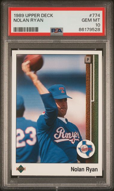 Graded 1989 Upper Deck Nolan Ryan Throwing Football #774 Baseball Card PSA 10 Gem Mint