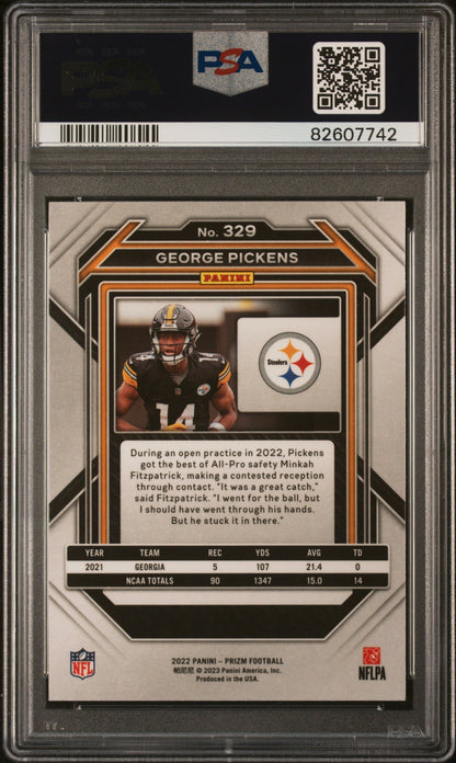 Graded 2022 Panini Prizm George Pickens #329 Rookie RC Football Card PSA 10 Gem Mint