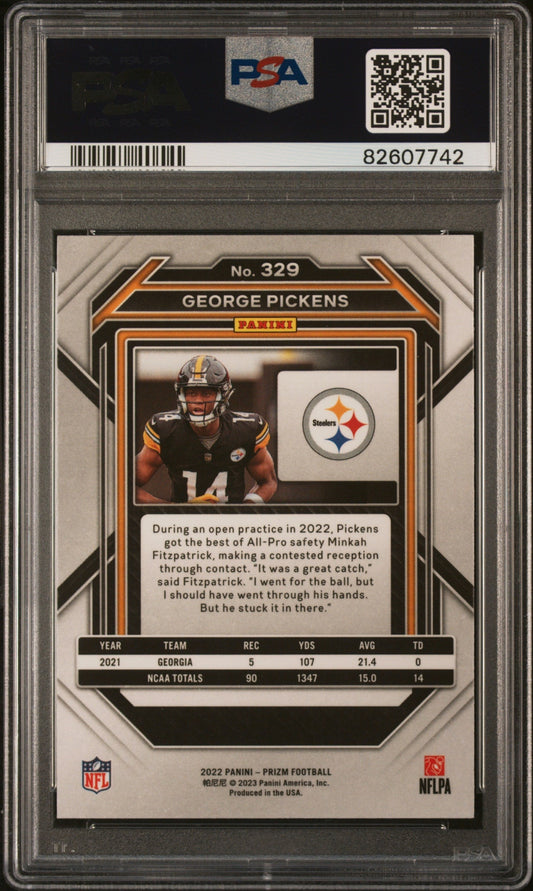 Graded 2022 Panini Prizm George Pickens #329 Rookie RC Football Card PSA 10 Gem Mint