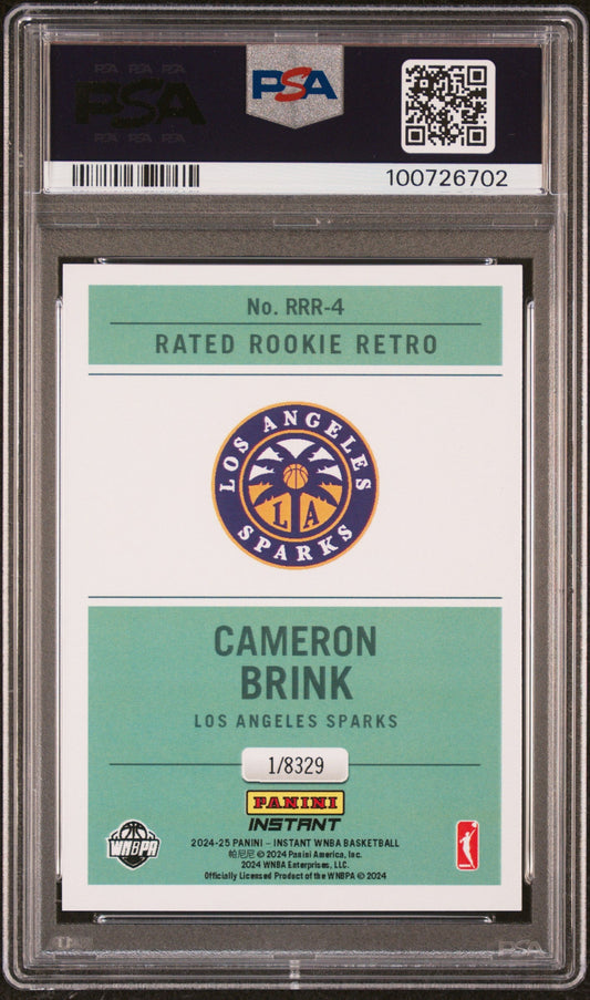 Graded 2024 Panini Instant WNBA Cameron Brink #RRR4 Rated Rookie Retro Rookie RC Basketball Card PSA 10 Gem Mint