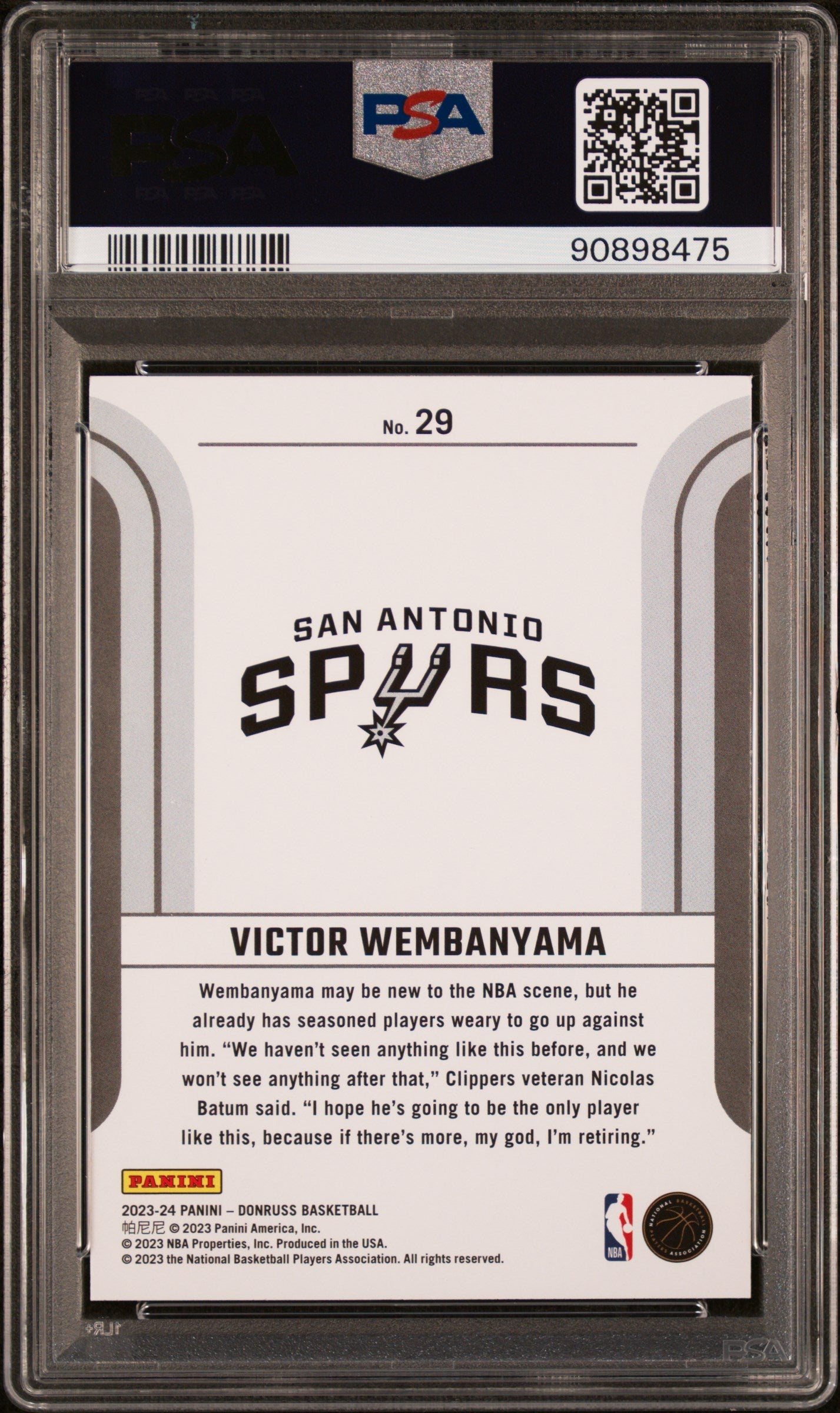Graded 2023 Panini Donruss Victor Wembanyama #29 Franchise Features Rookie RC Basketball Card PSA 10 Gem Mint