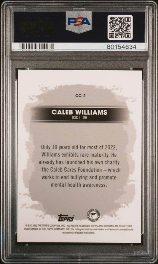 Graded 2022 Bowmans Best University Caleb Williams #CC2 Campus Captains Rookie RC Football Card PSA 10 Gem Mint