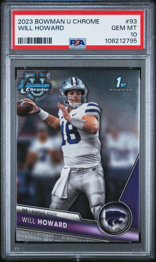 Graded 2023 Topps Bowman U Chrome Will Howard #93 Rookie RC Football Card PSA 10 Gem Mint