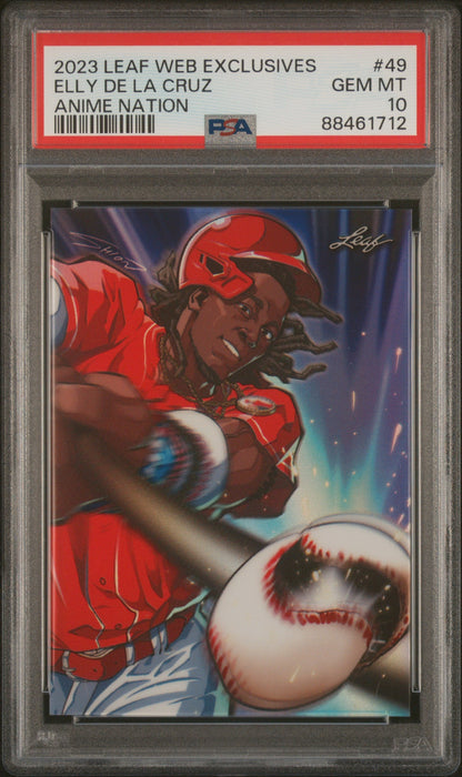 Graded 2023 Leaf Web Exclusives Elly De La Cruz #49 Anime Nation #/1151 Rookie RC Baseball Card PSA 10 Gem Mint