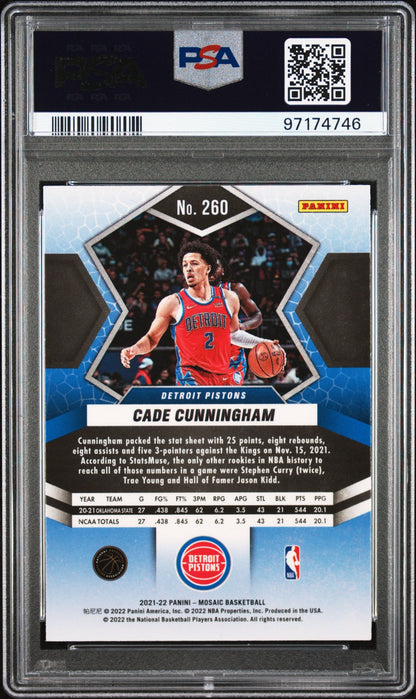 Graded 2021 Panini Mosaic Cade Cunningham #260 Rookie RC Basketball Card PSA 10 Gem Mint