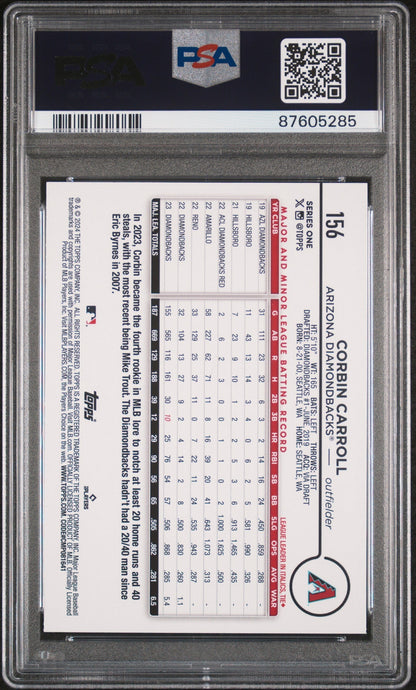Graded 2024 Topps Corbin Carroll #156 Holiday Rookie Gold Cup Baseball Card PSA 10 Gem Mint