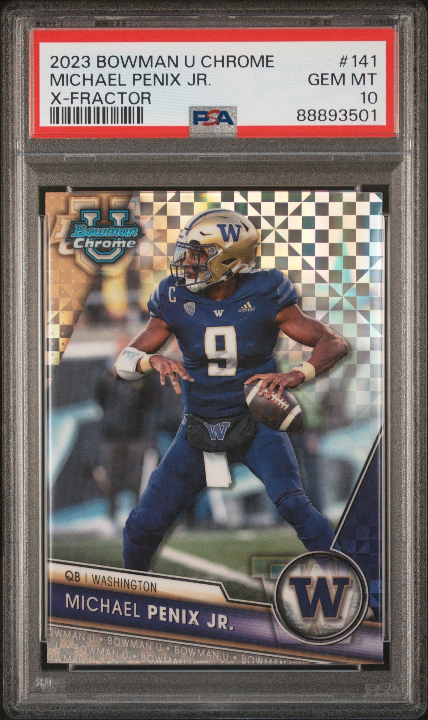 Graded 2023 Bowman U Chrome Michael Penix Jr. #141 Xfractor Rookie RC Football Card PSA 10 Gem Mint