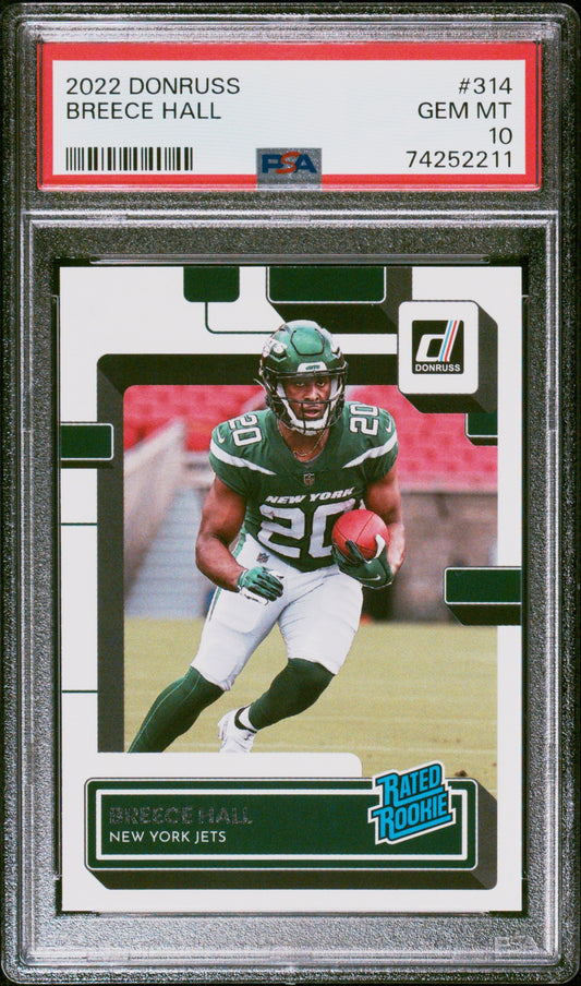 Graded 2022 Panini Donruss Breece Hall #314 Rookie RC Football Card PSA 10 Gem Mint