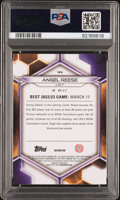 Graded 2023 Topps Bowman U Best Angel Reese #44 Refractor Rookie RC Basketball Card PSA 10 Gem Mint