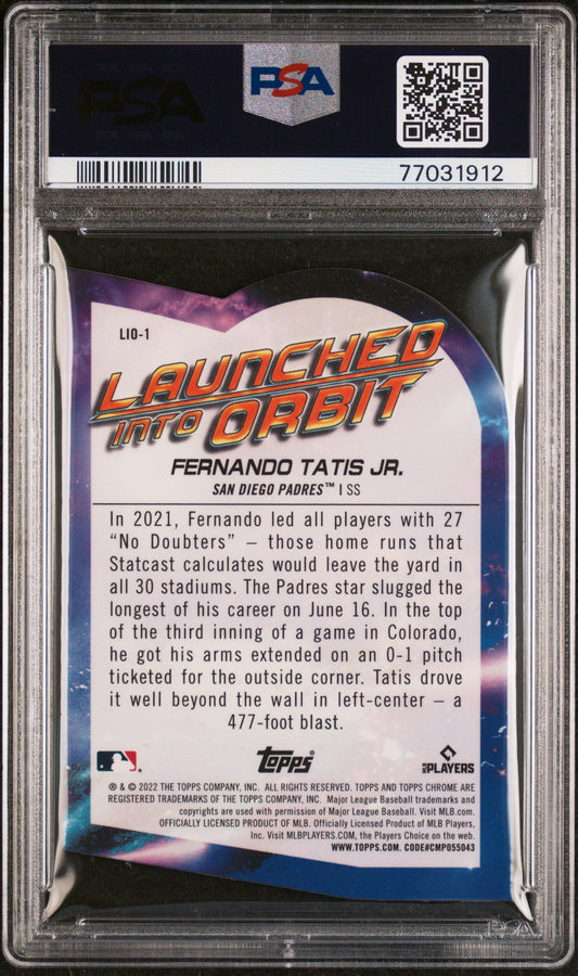 Graded 2022 Topps Cosmic Chrome Fernando Tatis Jr. #1 Launched Into Orbit Die Cut Baseball Card PSA 10 Gem Mint