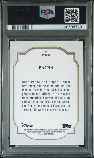 Graded 2024 Topps Chrome Disney Silver Refractor Pacha #85 Card PSA 10 Gem Mint