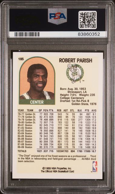 Graded 1989 Hoops Robert Parish #185 Basketball Card PSA 10 Gem Mint