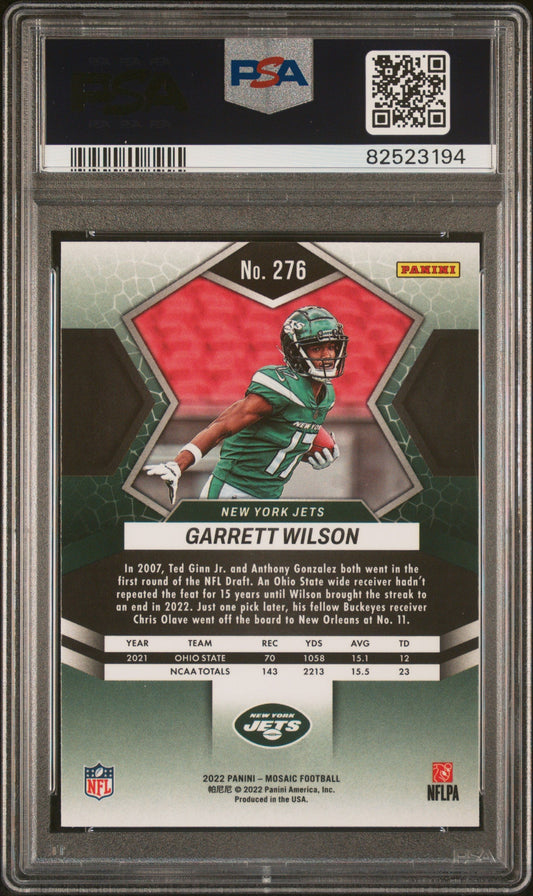 Graded 2022 Panini Mosaic Garrett Wilson #276 Rookie RC Football Card PSA 10 Gem Mint
