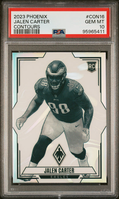 Graded 2023 Panini Phoenix Jalen Carter #CON16 Contours Rookie RC Football Card PSA 10