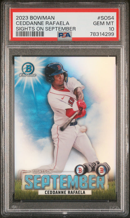 Graded 2023 Topps Bowman Ceddanne Rafaela #SOS4 Sights on September Rookie RC Baseball Card PSA 10 Gem Mint