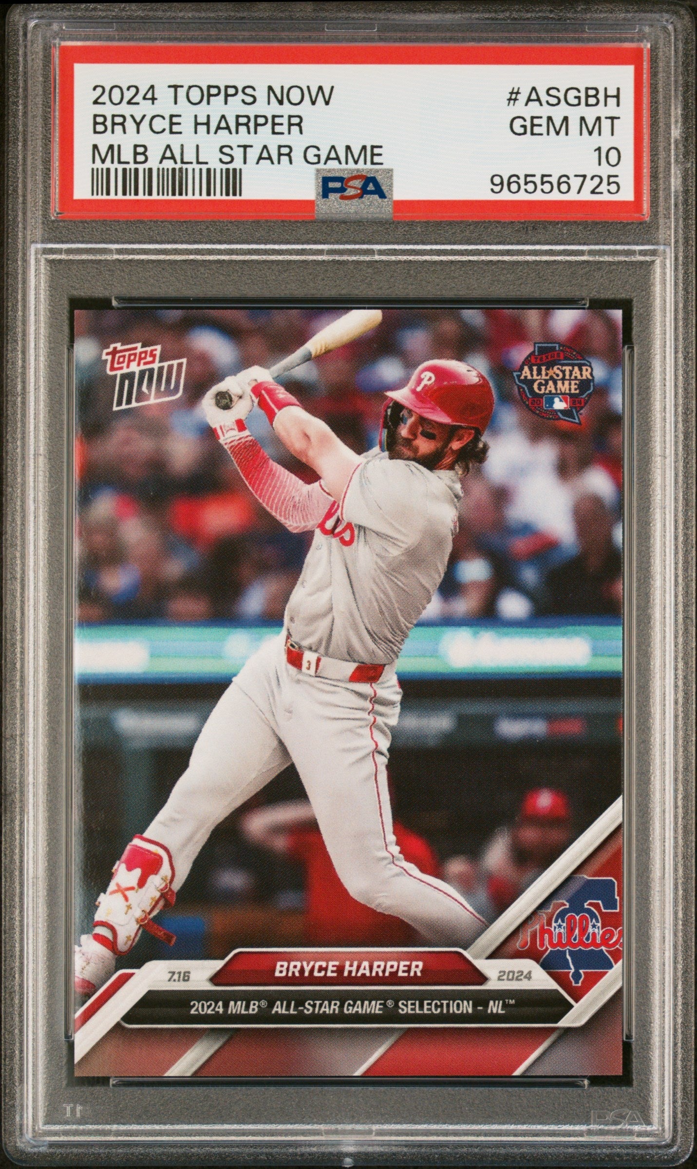 Graded 2024 Topps Now Bryce Harper #ASGBH MLB All Star Game Baseball Card PSA 10 Gem Mint