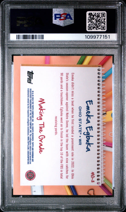 Graded 2024 Topps Bowman Best University Emeka Egbuka #MG3 Making the Grade Rookie RC Football Card PSA 10 Gem Mint