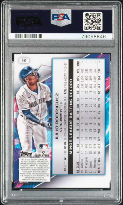 Graded 2022 Topps Cosmic Chrome Julio Rodriguez #197 Rookie RC Baseball Card PSA 10 Gem Mint