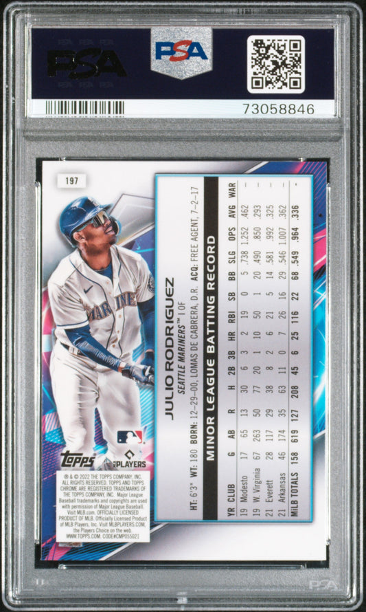 Graded 2022 Topps Cosmic Chrome Julio Rodriguez #197 Rookie RC Baseball Card PSA 10 Gem Mint