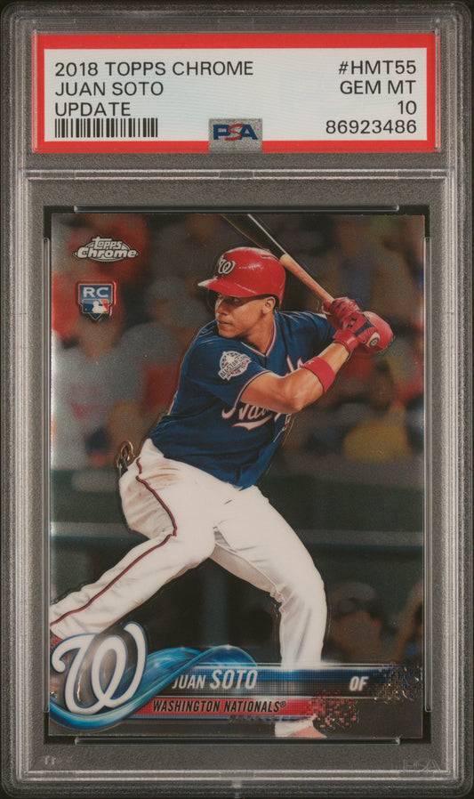 Graded 2018 Topps Chrome Juan Soto #HMT55 Update Rookie RC Baseball Card PSA 10 Gem Mint