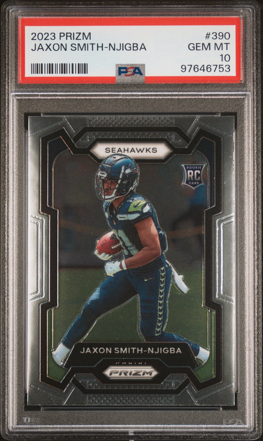 Graded 2023 Panini Prizm Jaxon Smith-Njigba #390 Rookie RC Football Card PSA 10 Gem Mint