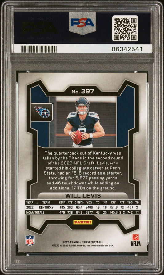 Graded 2023 Panini Prizm Will Levis #397 Rookie RC Football Card PSA 10 Gem Mint