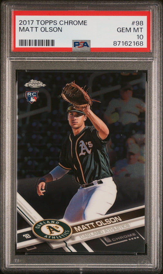 Graded 2017 Topps Chrome Matt Olson #98 Rookie RC Baseball Card PSA 10 Gem Mint