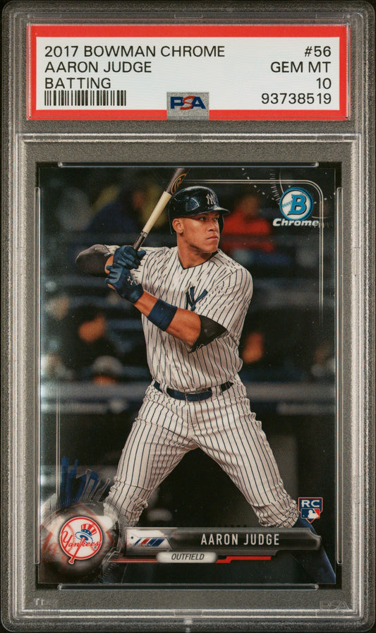 Graded 2017 Topps Bowman Chrome Aaron Judge #56 Batting Baseball Card PSA 10 Gem Mint