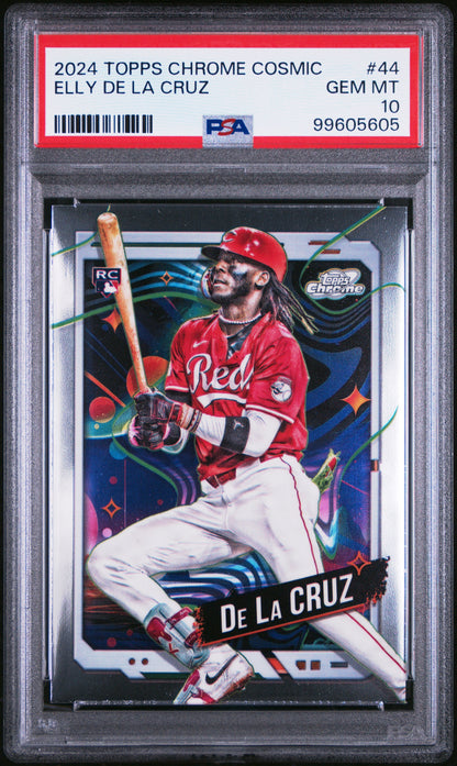 Graded 2024 Topps Cosmic Chrome Elly De La Cruz #44 Rookie RC Baseball Card PSA 10 Gem Mint
