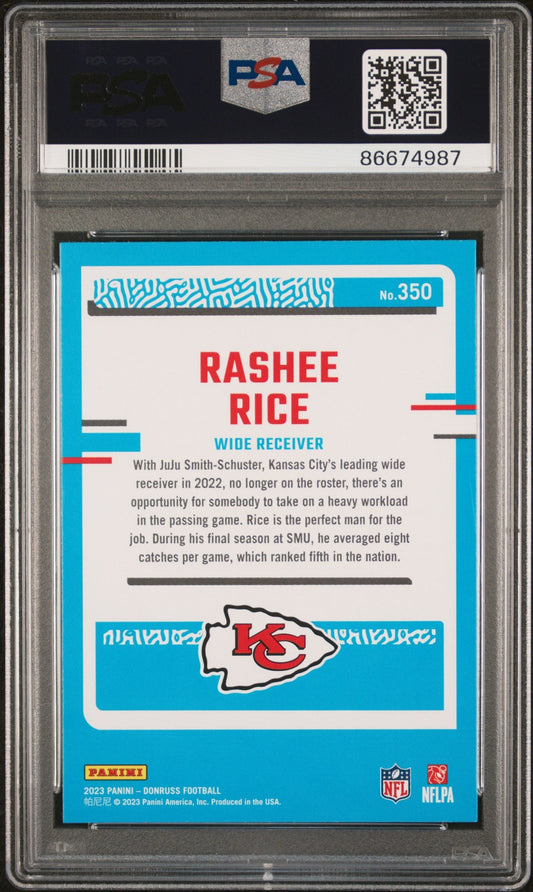 Graded 2023 Panini Donruss Rashee Rice #350 Rookie RC Football Card PSA 10 Gem Mint