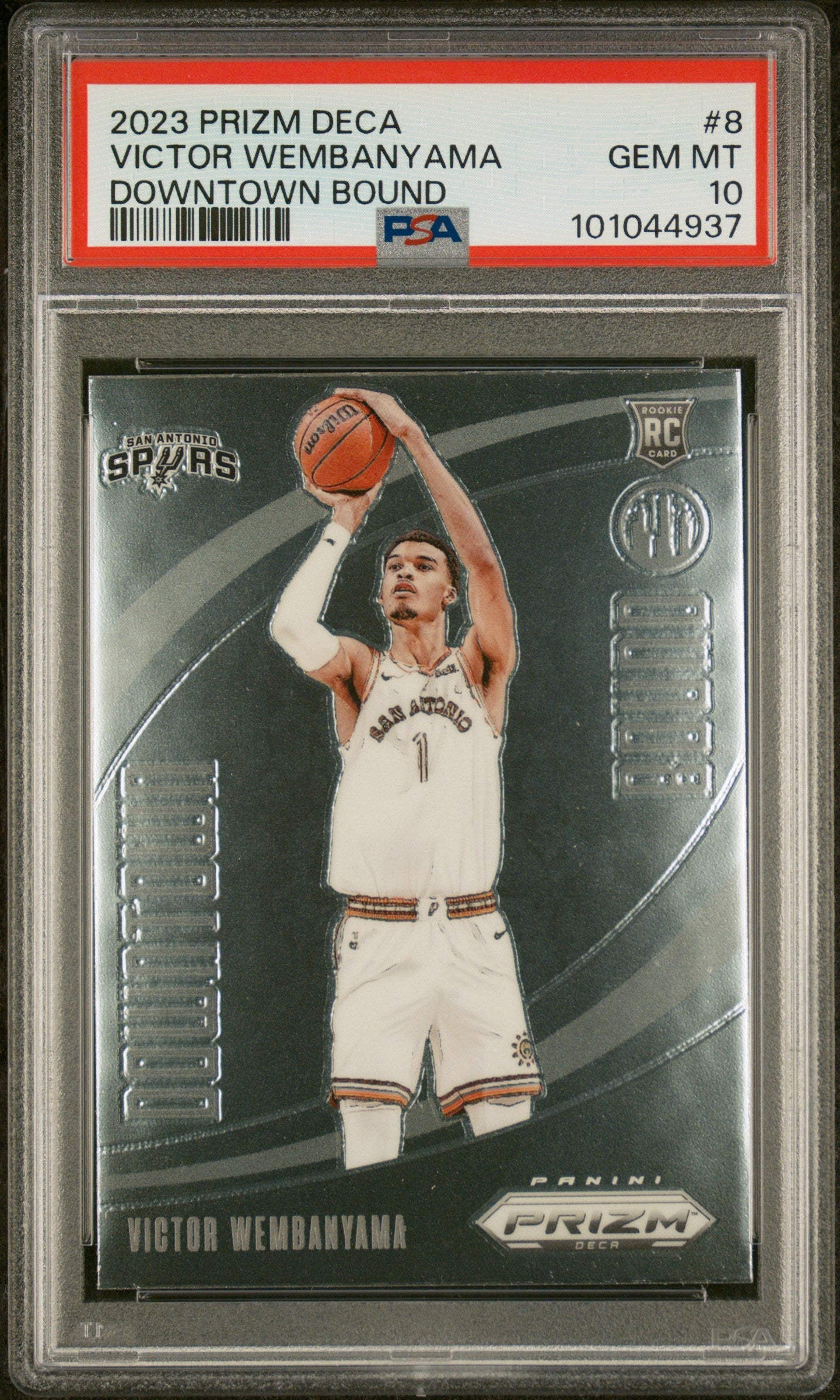 Graded 2023 Panini Prizm Deca Victor Wembanyama #8 Downtown Bound Rookie RC Basketball Card PSA 10 Gem Mint
