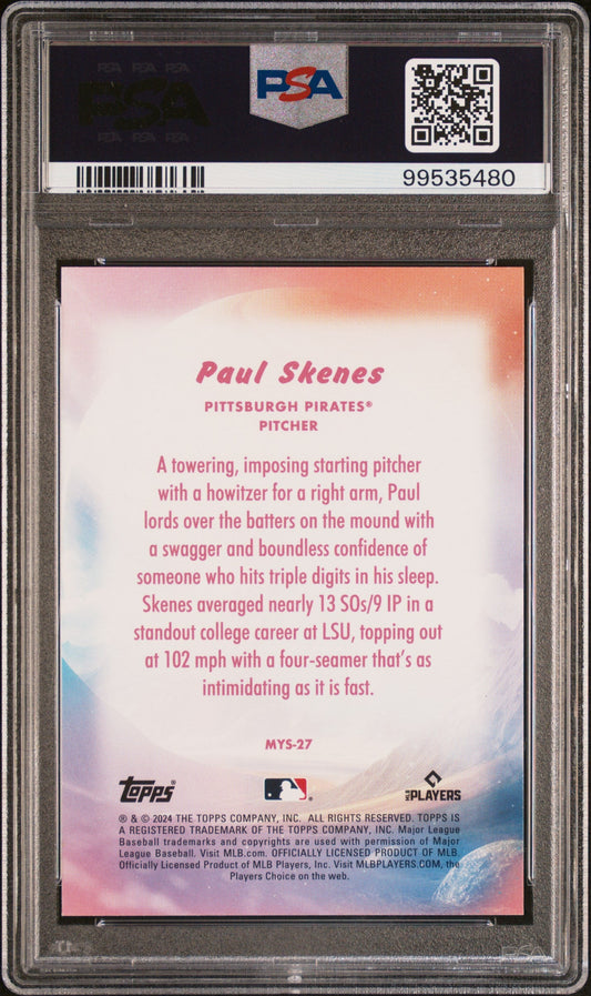 Graded 2024 Topps Update Paul Skenes #MYS27 Mystical Rookie RC Baseball Card PSA 10 Gem Mint