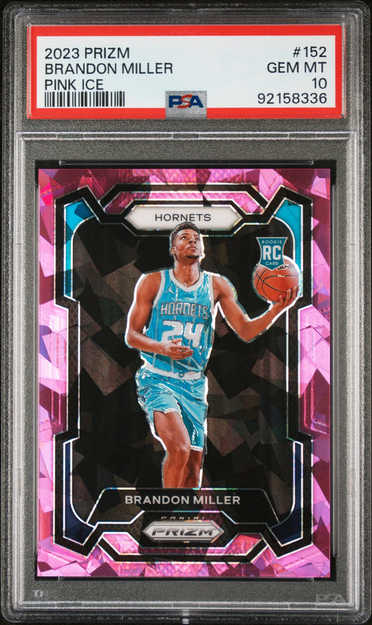 Graded 2023 Panini Prizm Brandon Miller #152 Pink Ice Rookie RC Basketball Card PSA 10 Gem Mint