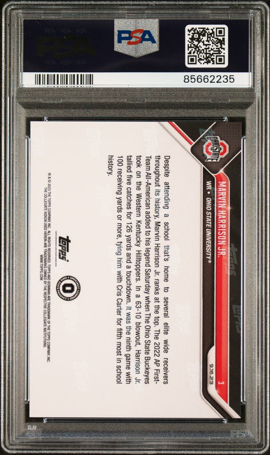 Graded 2023 Topps Bowman U Now Marvin Harrison Jr #3 Rookie RC Football Card PSA 10 Gem Mint