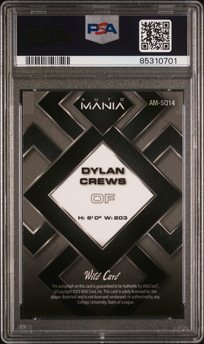 Graded 2023 Wildcard Auto Mania Dylan Crews #AMSQ14 Kaleidoscope Red AUTO #/6 Rookie RC Baseball Card PSA 10 Gem Mint